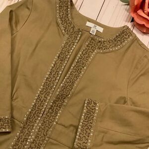 Women’s GAP Beaded Jacket Dk Beige Size SM ~ EUC
